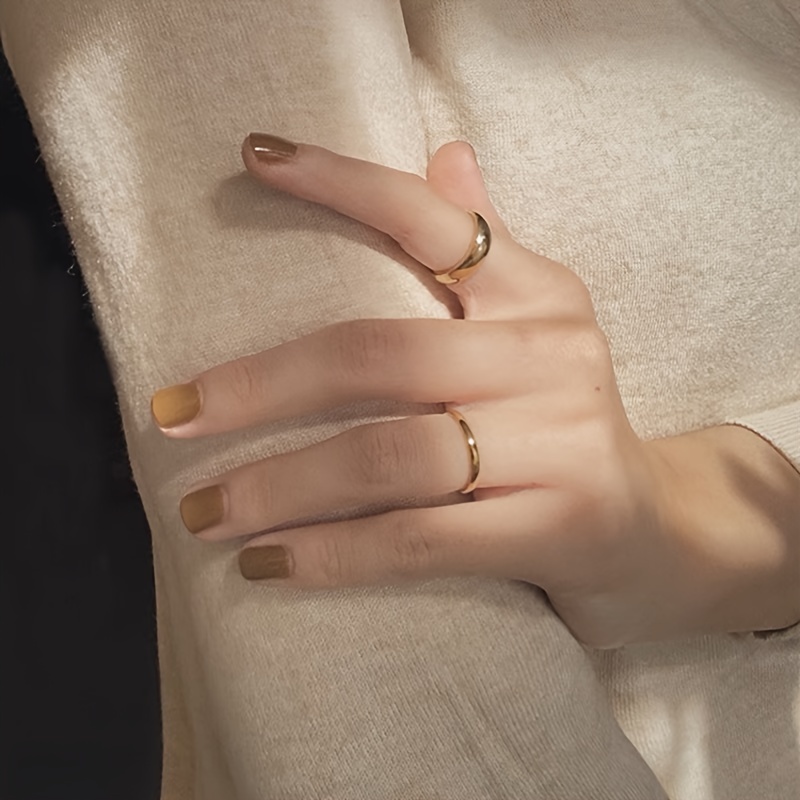 Titanium Steel Stacking Ring Golden Stainless Steel Jewelry